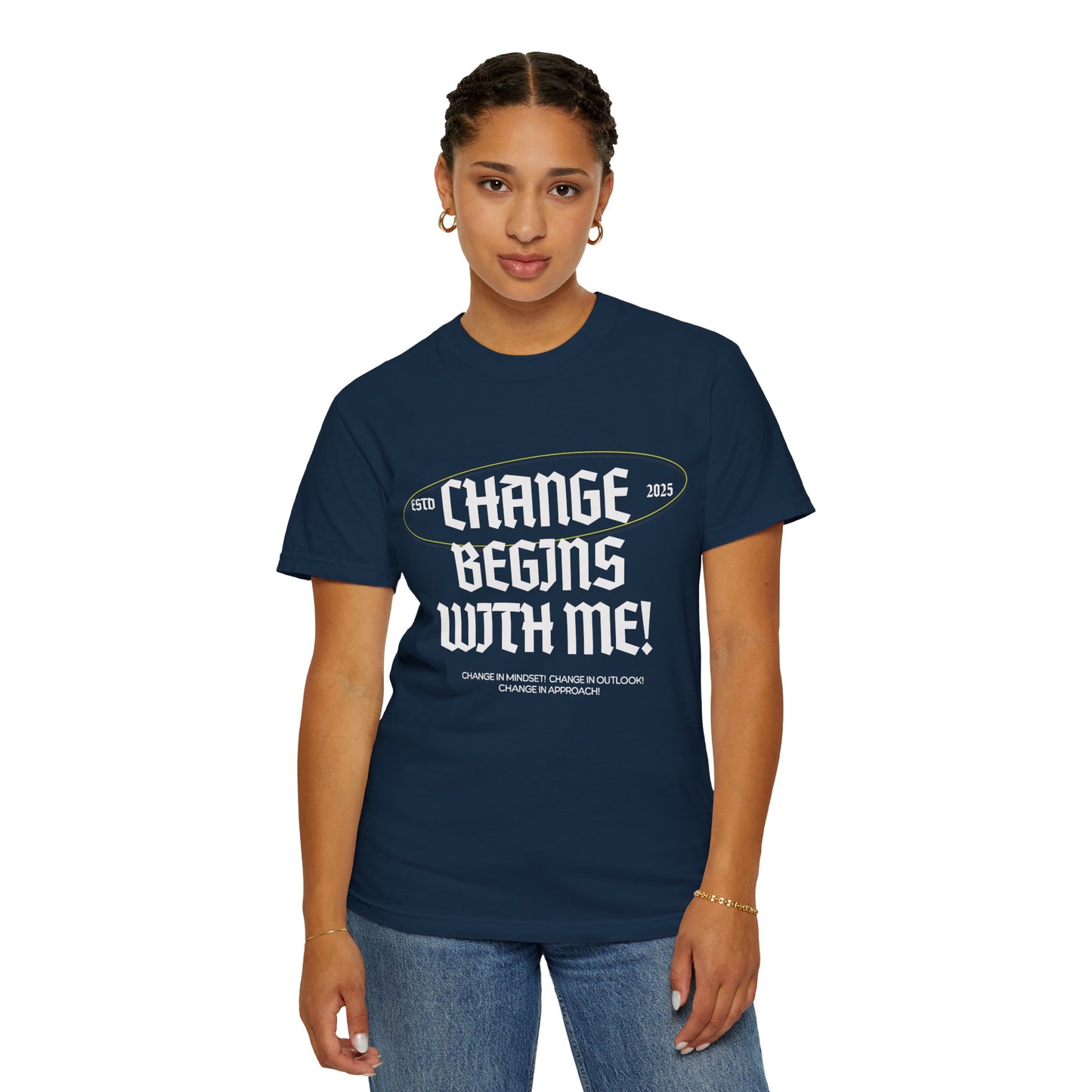 Change Begins with Me Unisex T-shirt-Mental Well-Being T-shirt-Positive Affirmation Shirt-Wellness Clothing-Uplifting Message Shirt-Unisex Inspirational Tee-Mental Well-Being Support